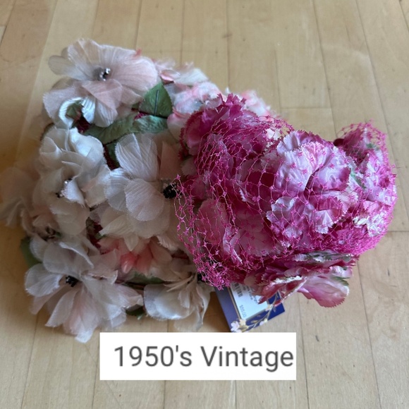 1950's Vintage Designer floral hat set of 2, G1067